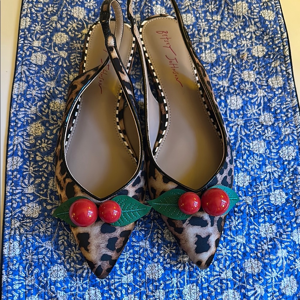 Betsey Johnson Leopard Print Heels with Red Accents